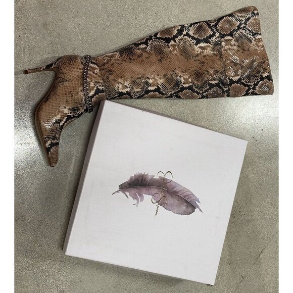 JESSICA SIMPSON / Ammira2M / Snake Print / Over-The-Knee Boots With Chain Detail - Picture 9 of 10